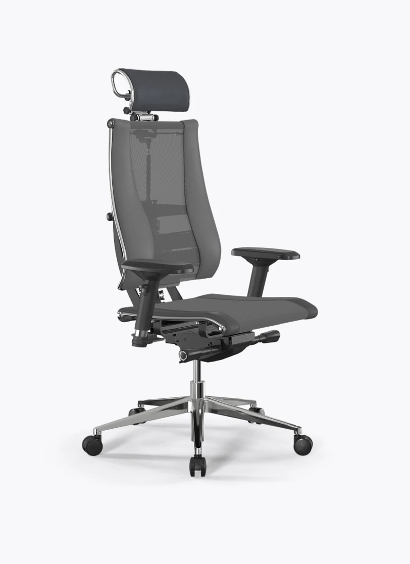 Кресло Метта Y 4D Free B2-14D/0995404 (сетка TS YM93 серая/экокожа Infinity Easy Clean темно-серая)
